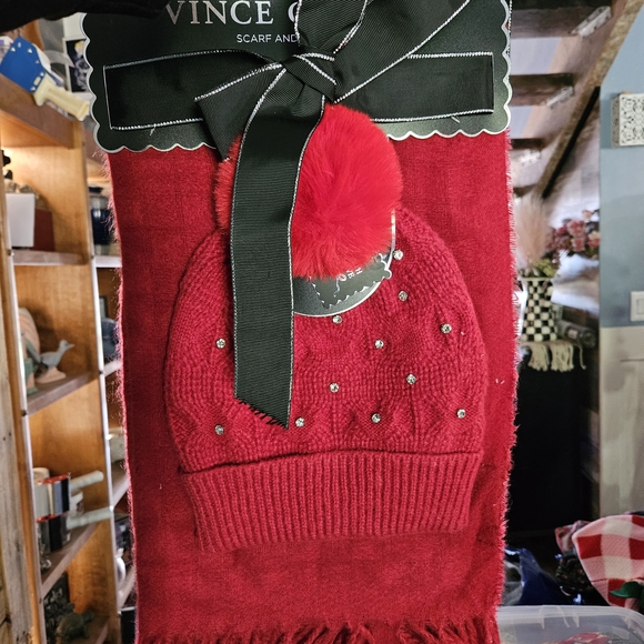 Vince Camuto Accessories - Vince Camuto Burgundy Scarf and Beanie Set